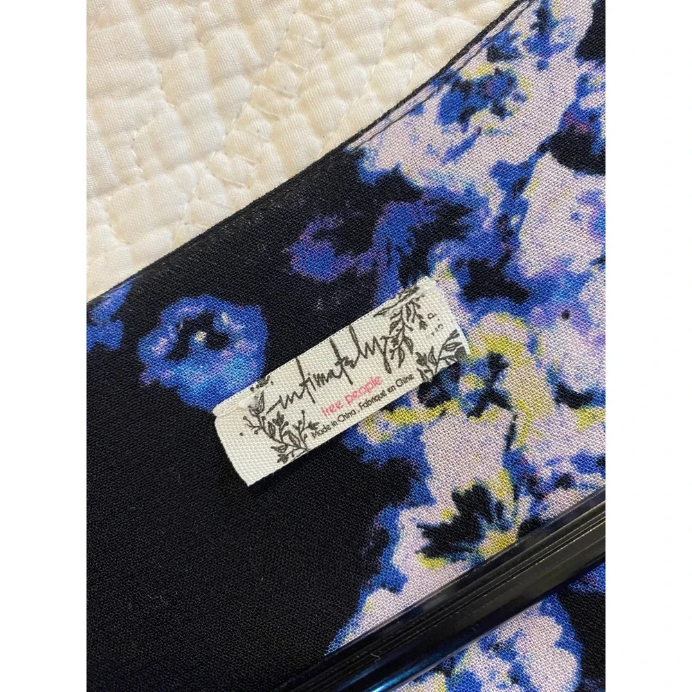 Intimately‎ Free People Forties Feels Floral Bodysuit Black Blue Tie Front S